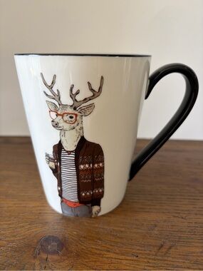Signature Housewares Ceramic Deer Graphic Coffee Mug.